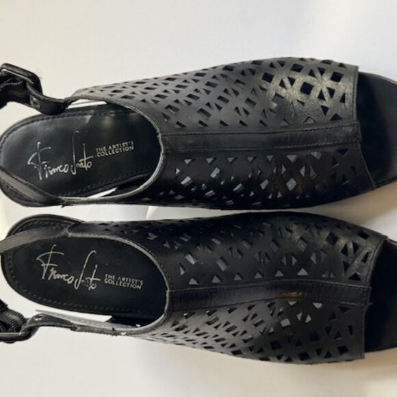 Franco Sarto‎ Black Leather Slingback Sandals The Artist's Collection - size 8.5 - Picture 2 of 5